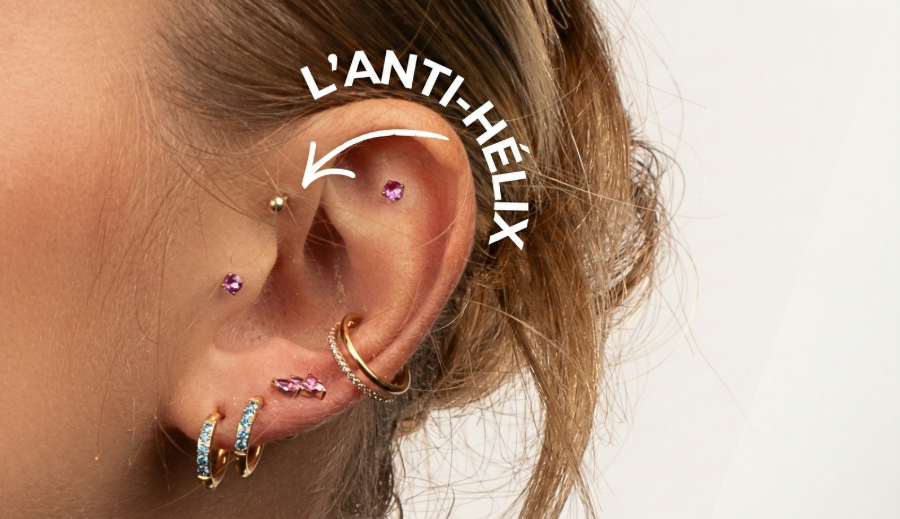 Piercing Anti-Hélix : Douleur, Cicatrisation, Types de Bijoux, ...