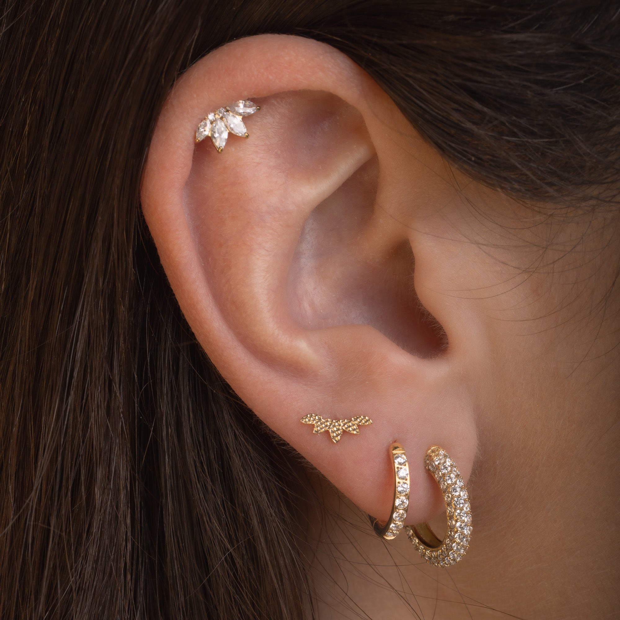 Bijoux de piercing oreille - hélix / 3 lobes - Zola Gold - Adonis or 14K - Obsidian Piercing