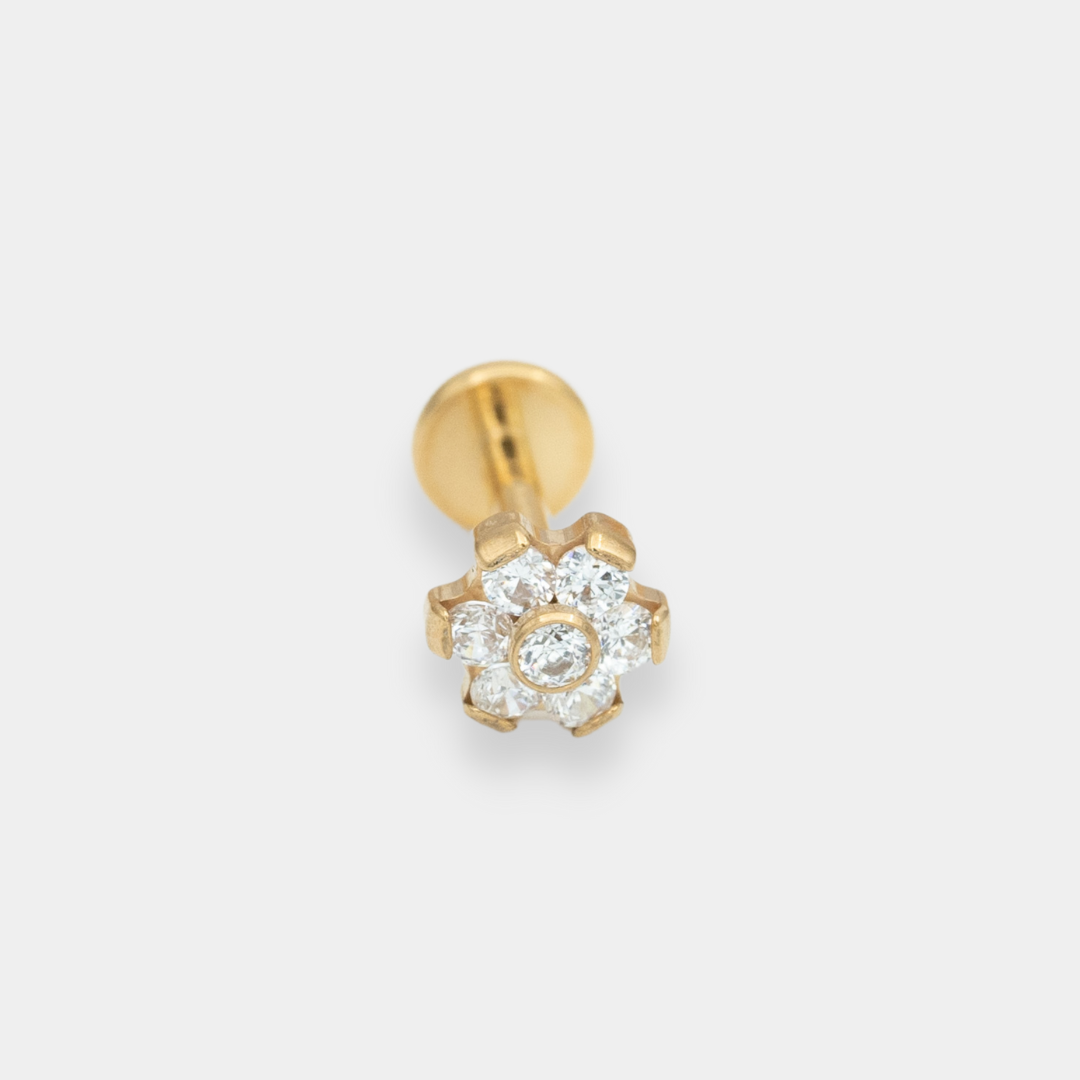 Piercing Flora Zircon Gold Fleur titane