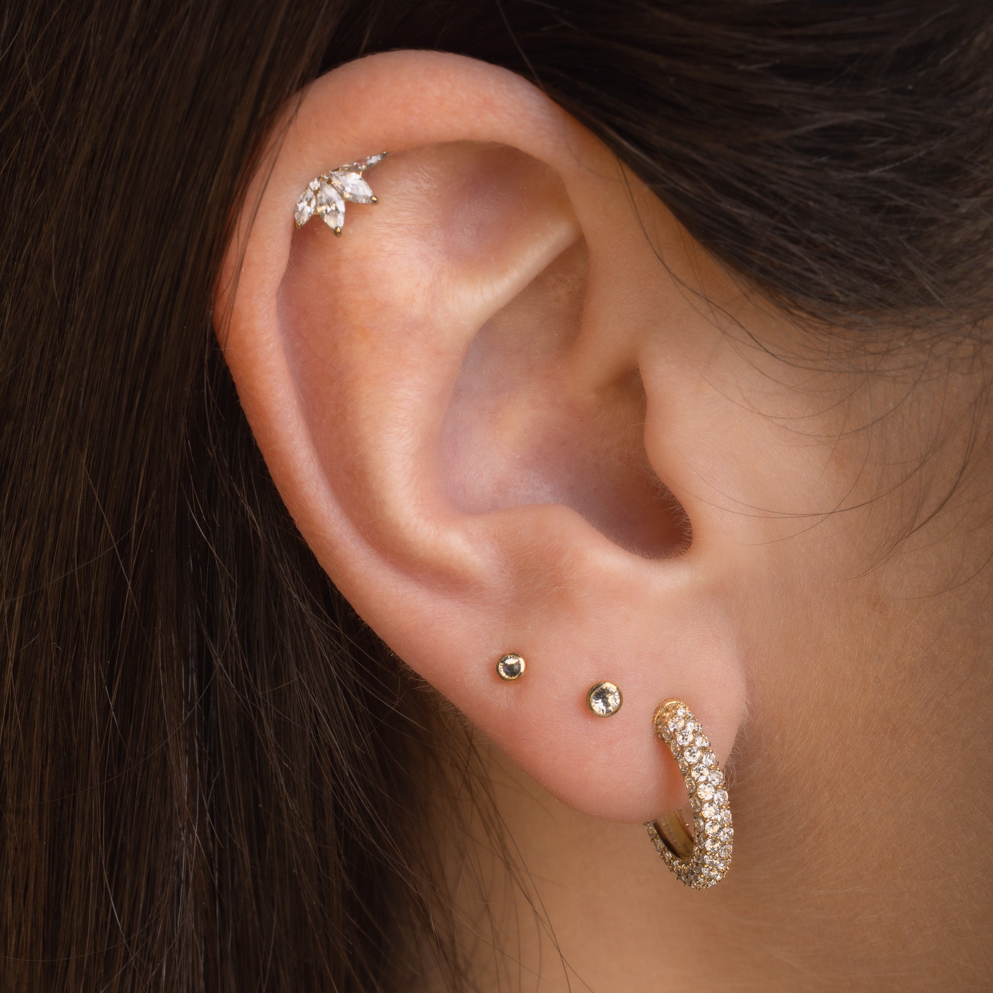Cabochon Zircon - Zola - Piercing Titane - Obsidian