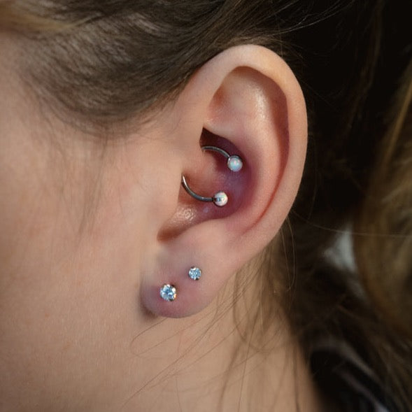 Fer A Cheval Titane / Opale - Obsidian Piercing